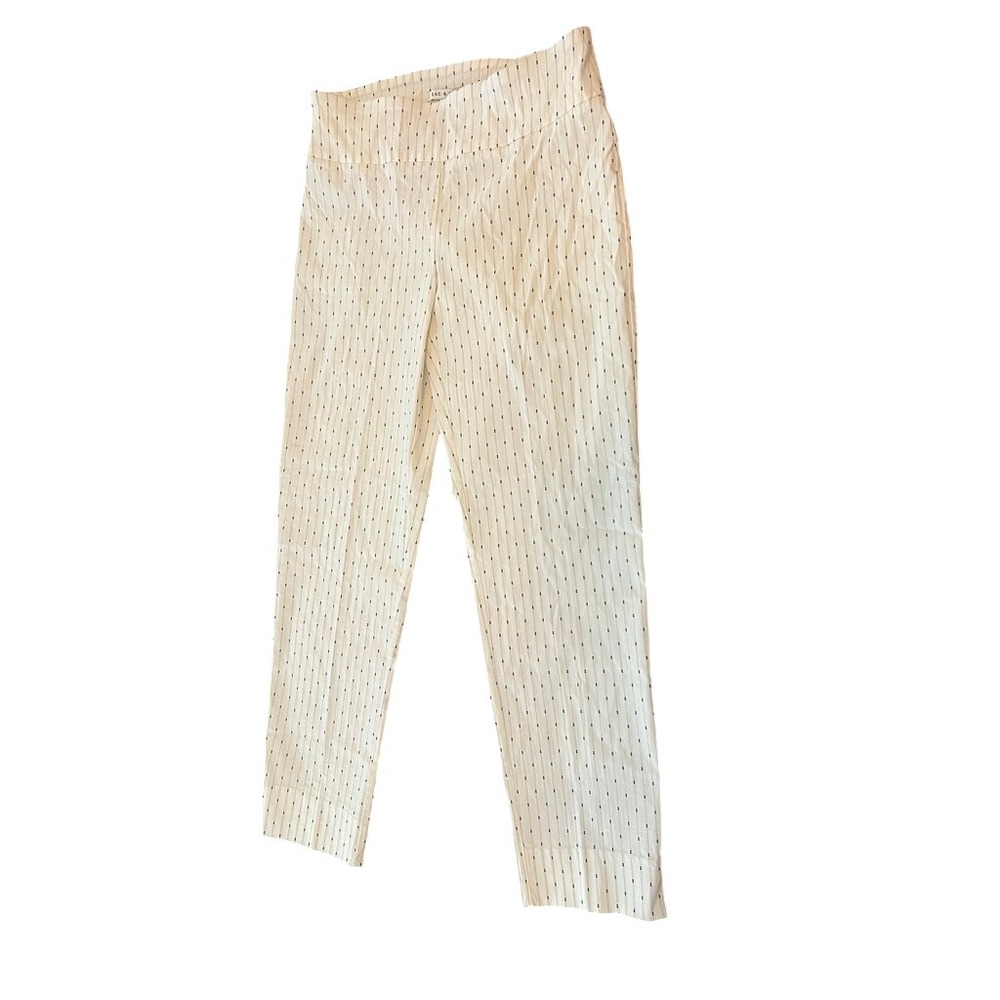 Zac & Rachel Womens White Black Pinstripe Pull On Ankle Pants Size 8 Tapered